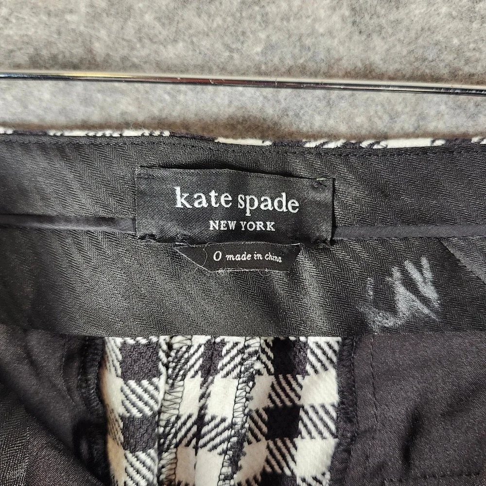 Kate Spade New York Gingham Cropped Pants‎ Women's Size 0 Black White Checkered